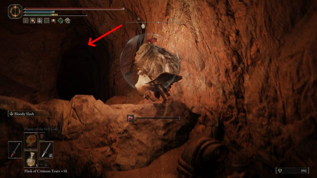 Above the ledge, go through this cave to continue to the boss