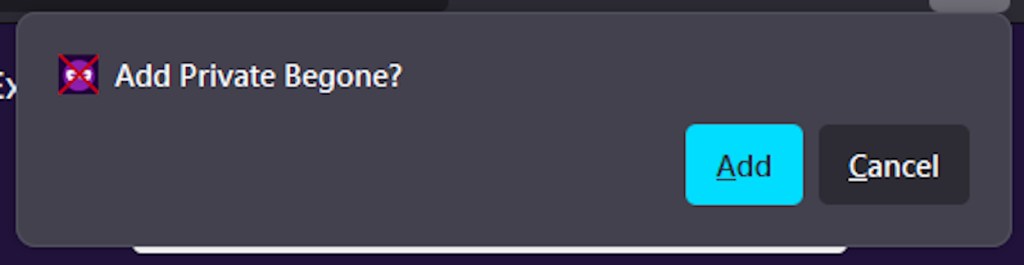 Adding Private Begone to Firefox