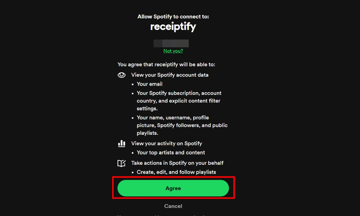Allow Spotify Access Receiptify