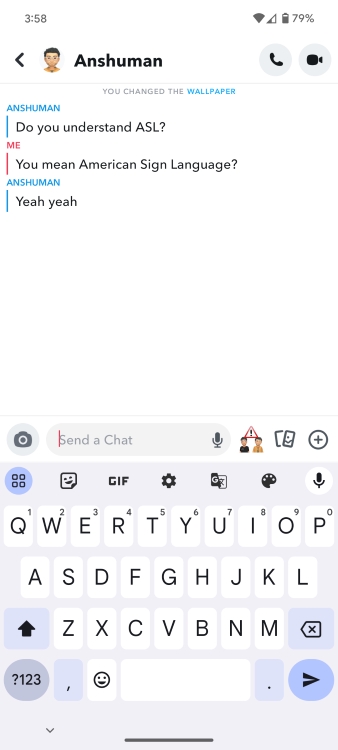 American Sign Language Abbreviation on Snapchat