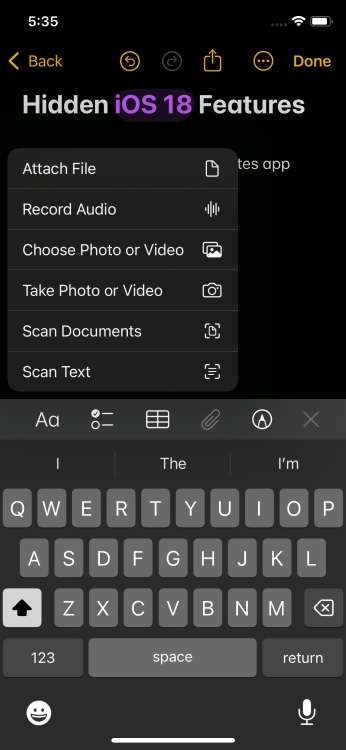 Audio Recording in Notes app on iOS 18
