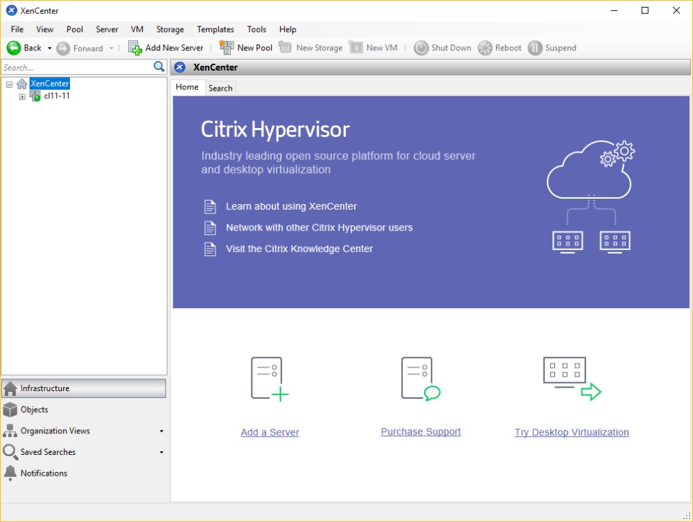 Citrix Hypervisor Windows user interface