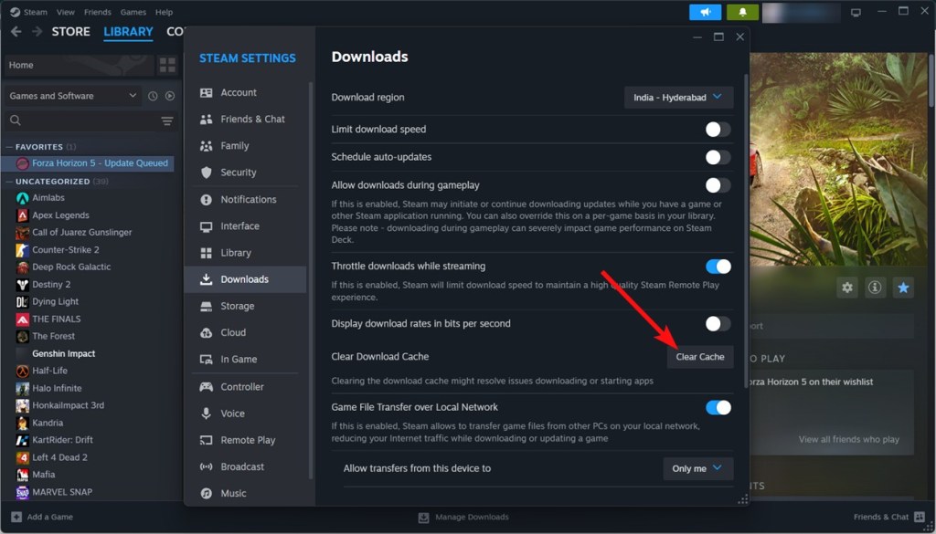 Clear Steam Download Cache