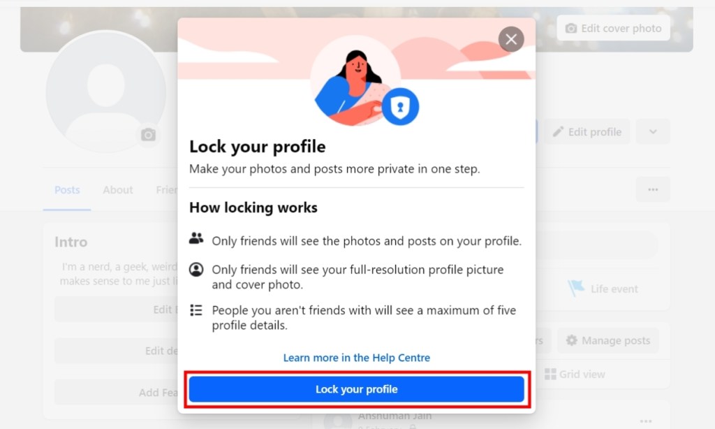 Confirm Lock Your Profile