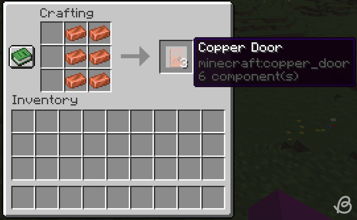 Crafting recipe for copper doors in Minecraft 1.21
