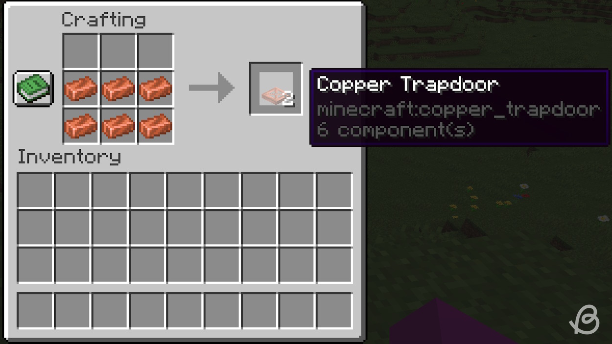 Copper trapdoor crafting recipe in Minecraft 1.21