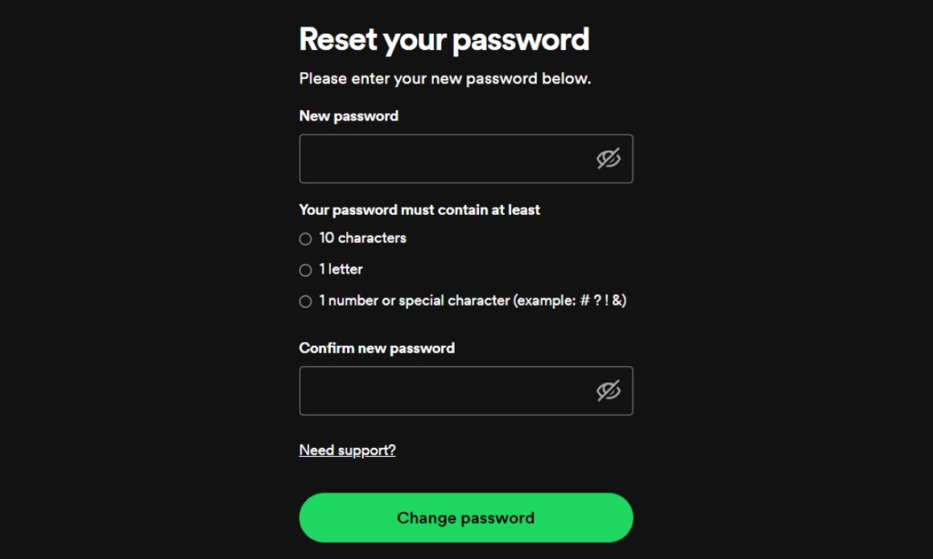 Create New Password