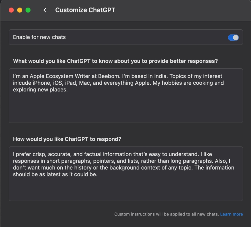 Customize ChatGPT 