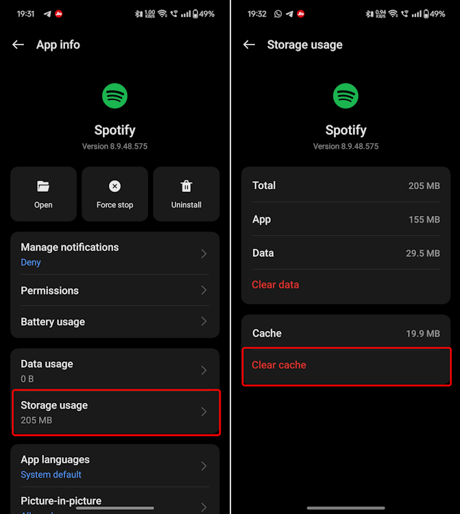 Delete Spotify App Cache on Android
