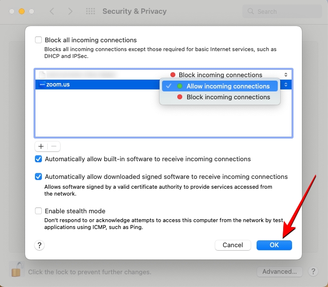 Allow Firewall connections to Fix Zoom Error Code 10004-12