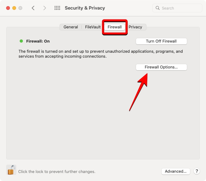 Select Firewall Options