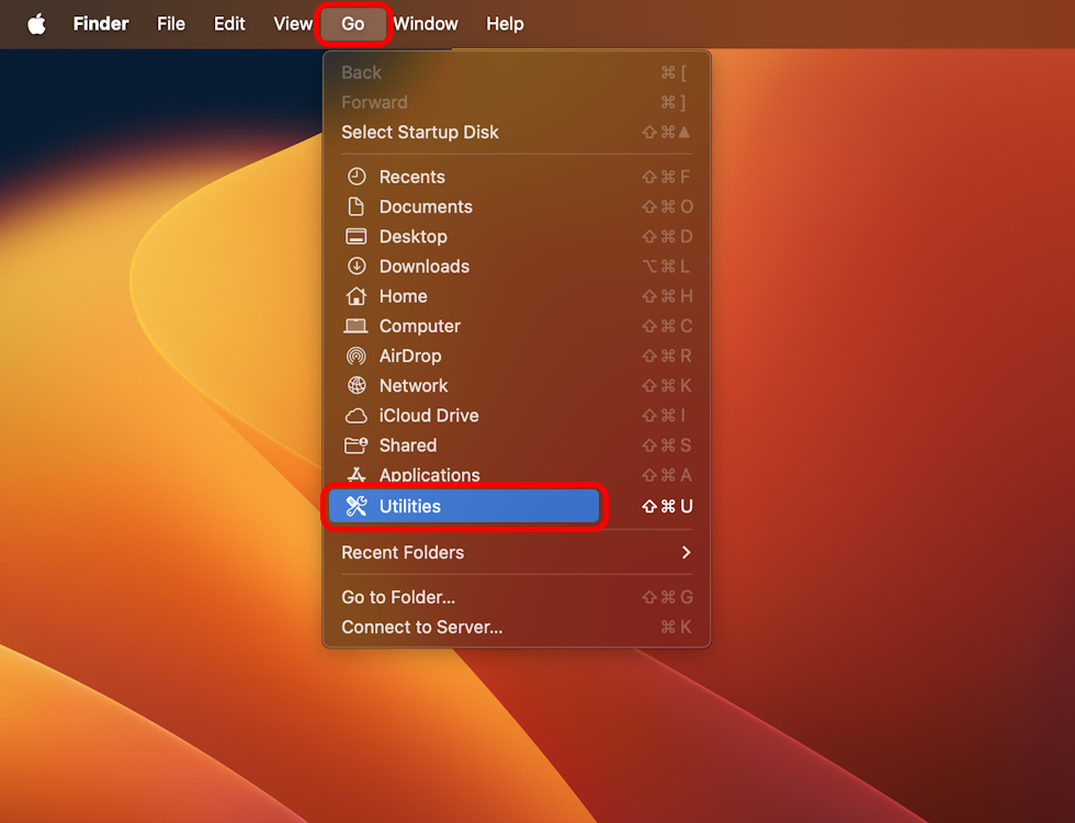 Heading over to Utilities on Mac