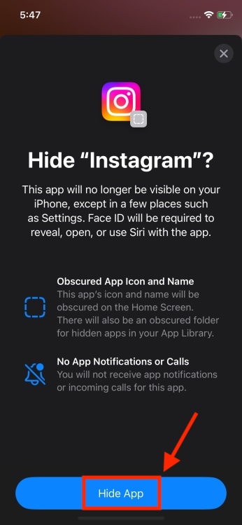 Hide app iOS 18