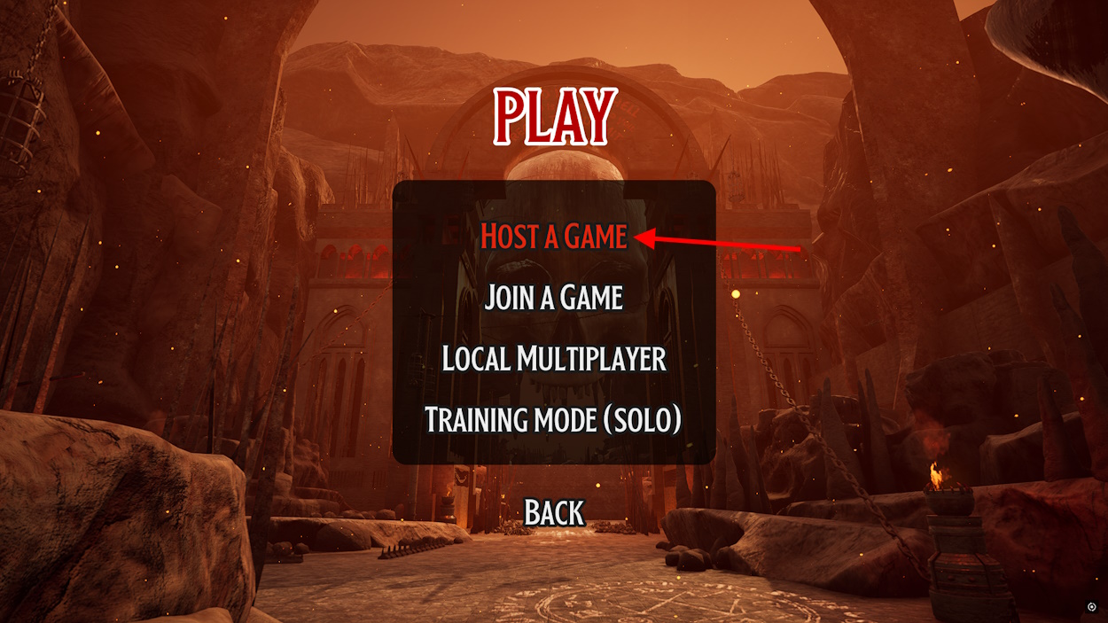 Host Game option in Chained Together