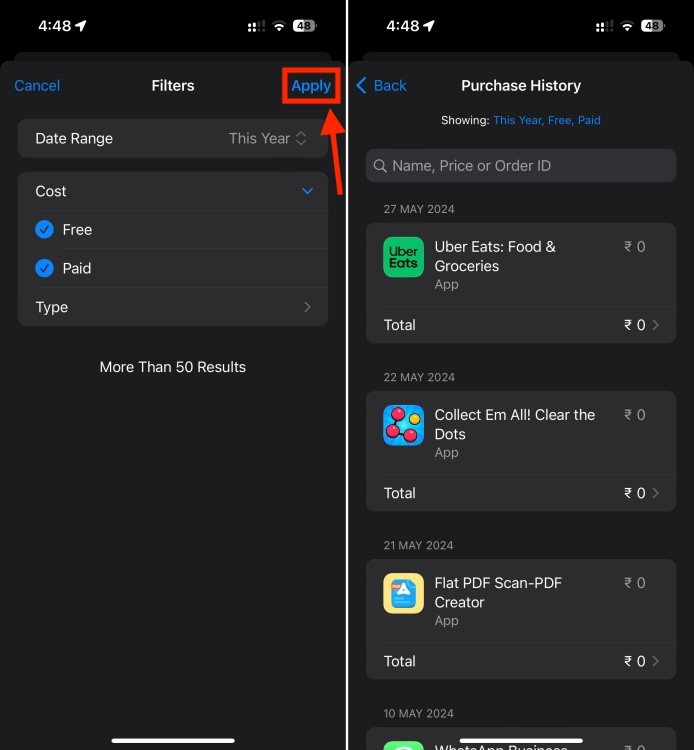 How to check purchase history on App Store on iPhone