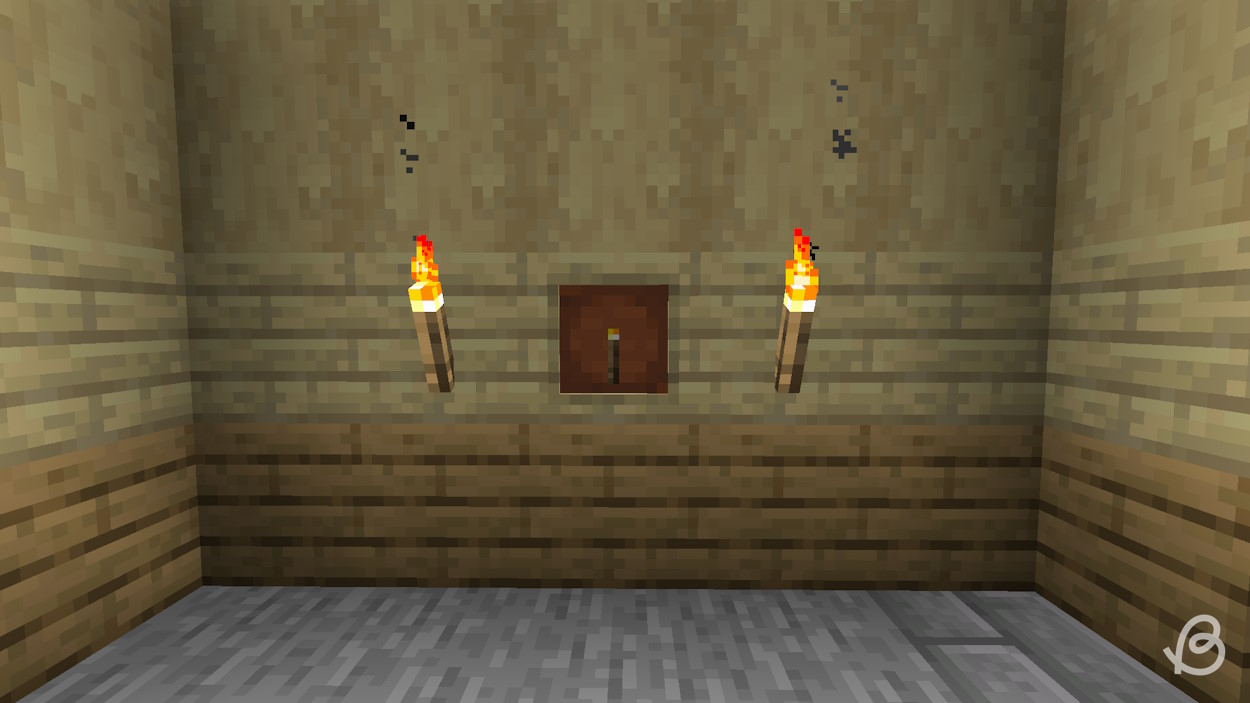 Torch in an item frame with two torches beside it