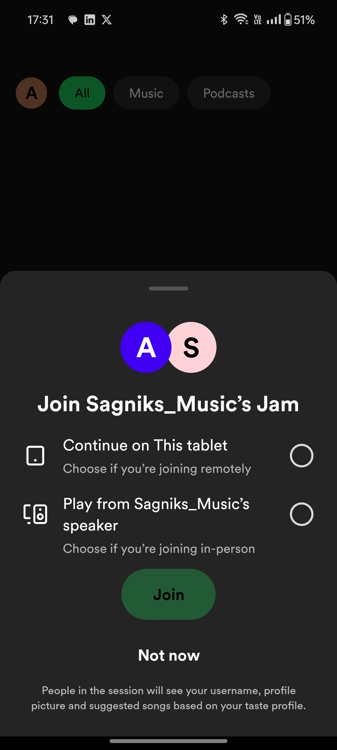 Joining a Spotify Jam