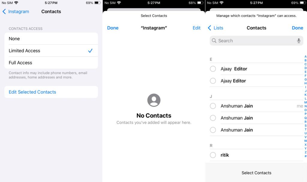 Limited Contact Access on iOS 18