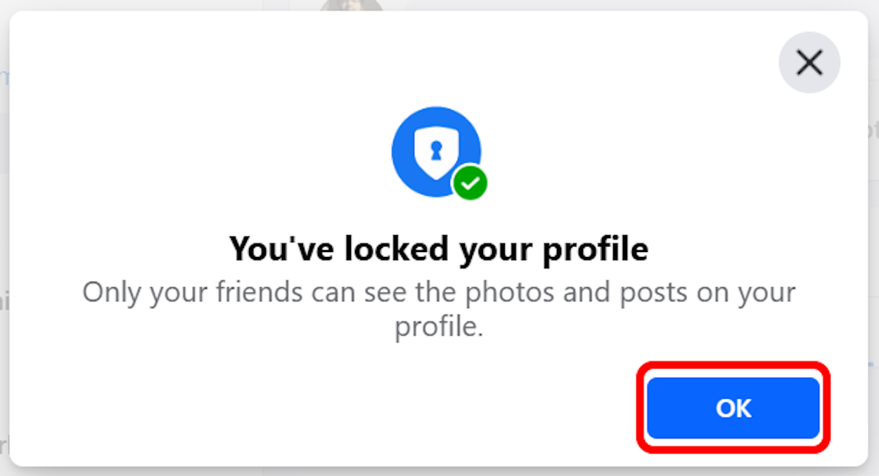 Locked Facebook Profile Activation Window Web