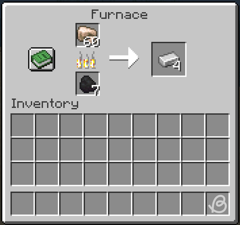 Fondre des objets en fer brut en lingots de fer dans Minecraft