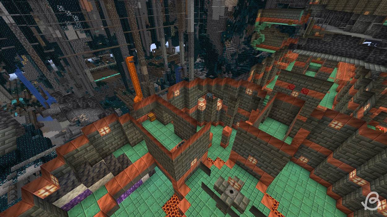 Trial chamber next to an ancient city in this Minecraft 1.21 seed