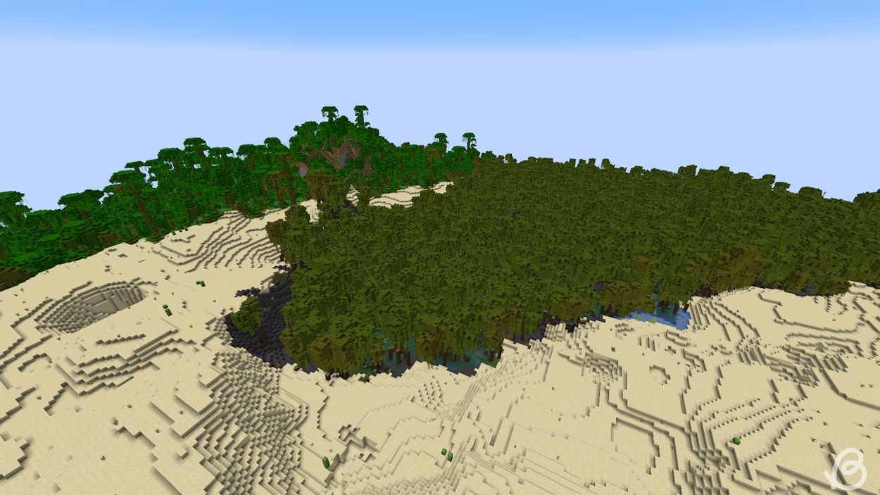 Large mangrove swamp attached to other warm biomes