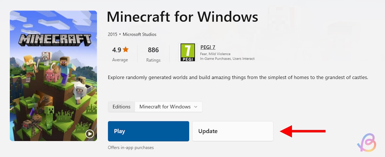 Mettre à jour Minecraft sur le Microsoft Store