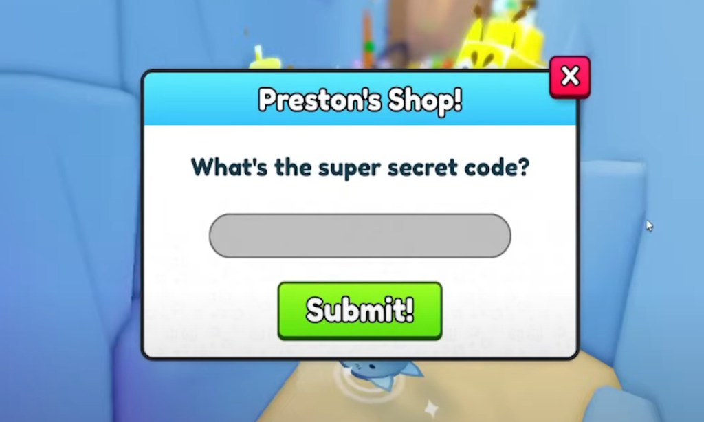 Preston's Shop Super Secret Code in Pet Simulator 99