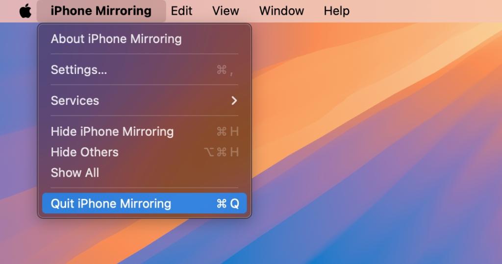 Quit iPhone Mirrorring on Mac