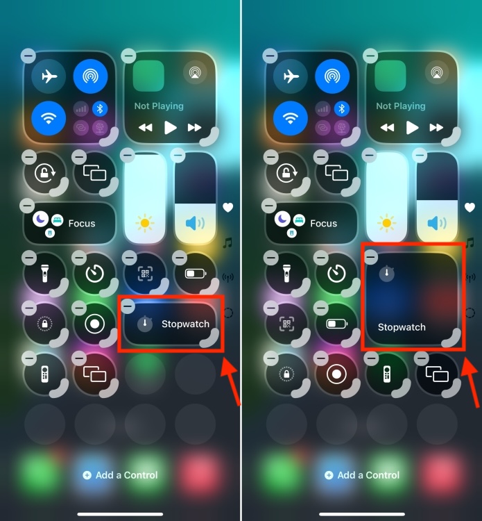 Resize icons in Control Center on iOS 18