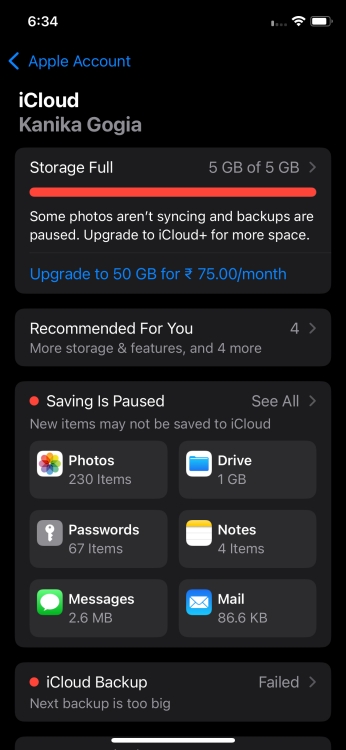 Revamped iCloud section in Settings app on iOS 18