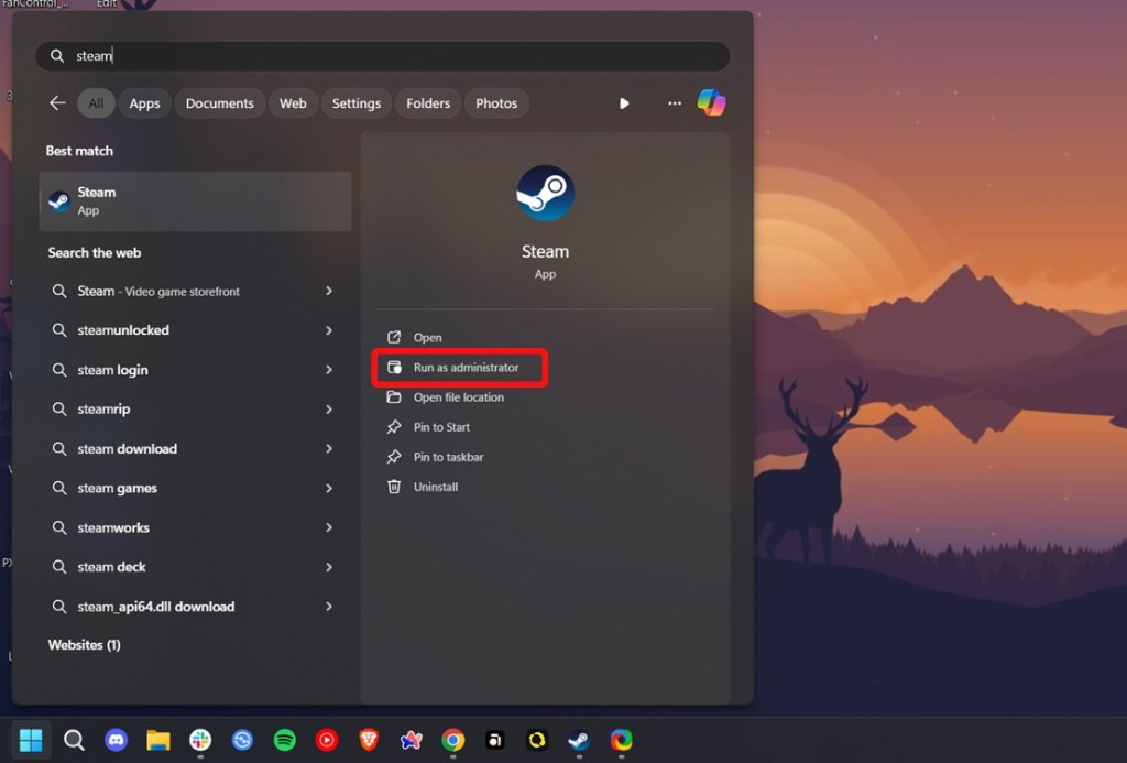 Run Steam as Administrator