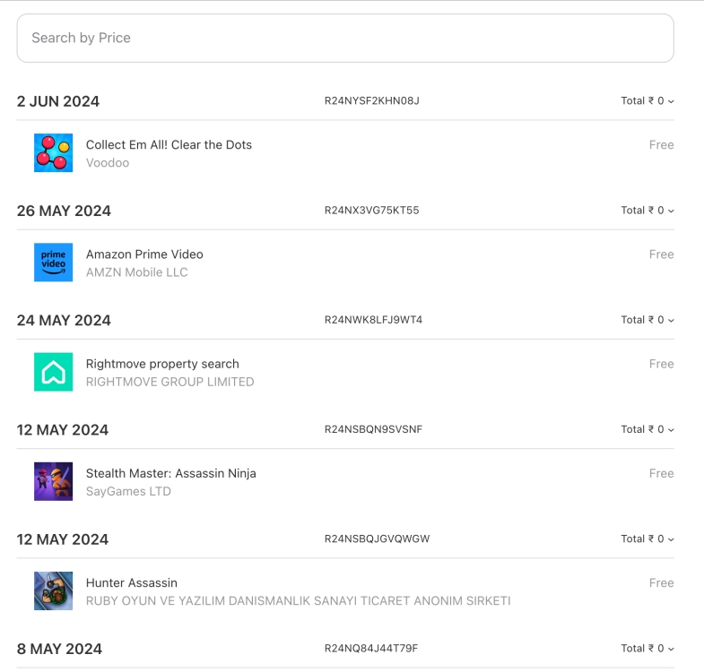See App Store Purchase History on browser