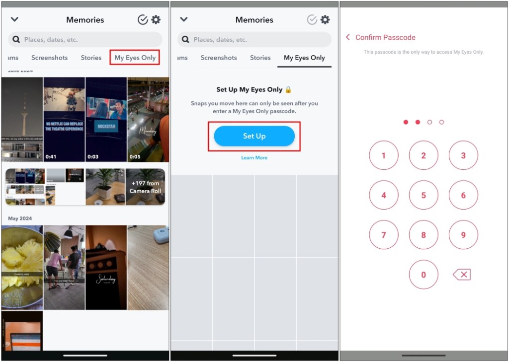 Set Up Snapchat My Eyes Only