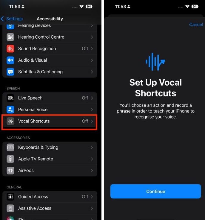 Set Up Vocal Shortcuts for Siri