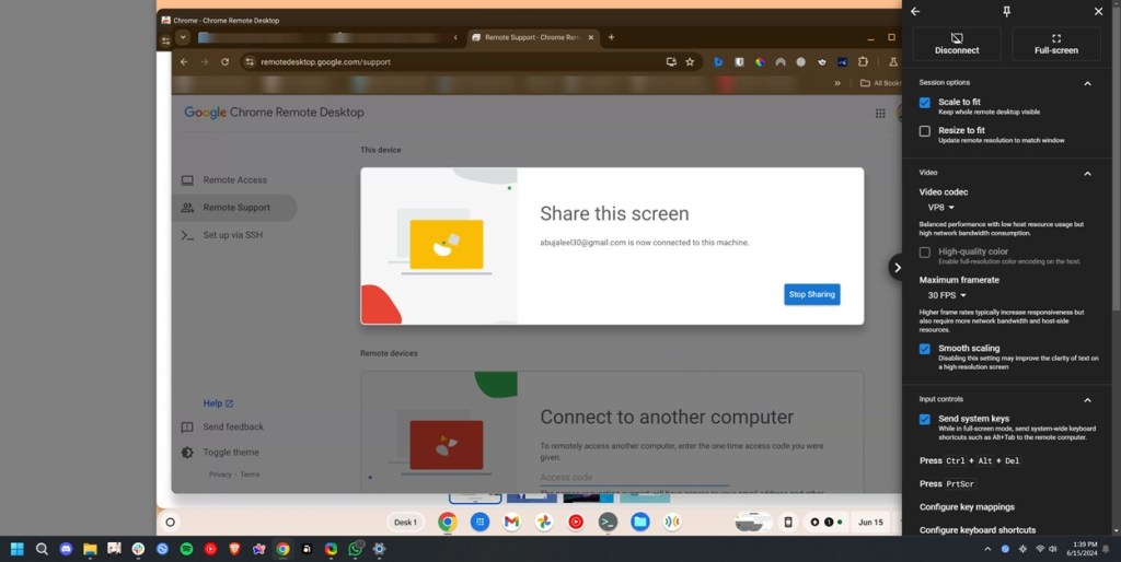 Sharing Chromebook screen on different PC