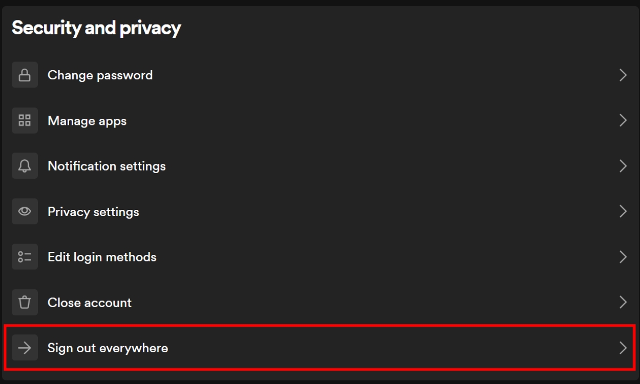 Sign Out Of Everywhere Spotify