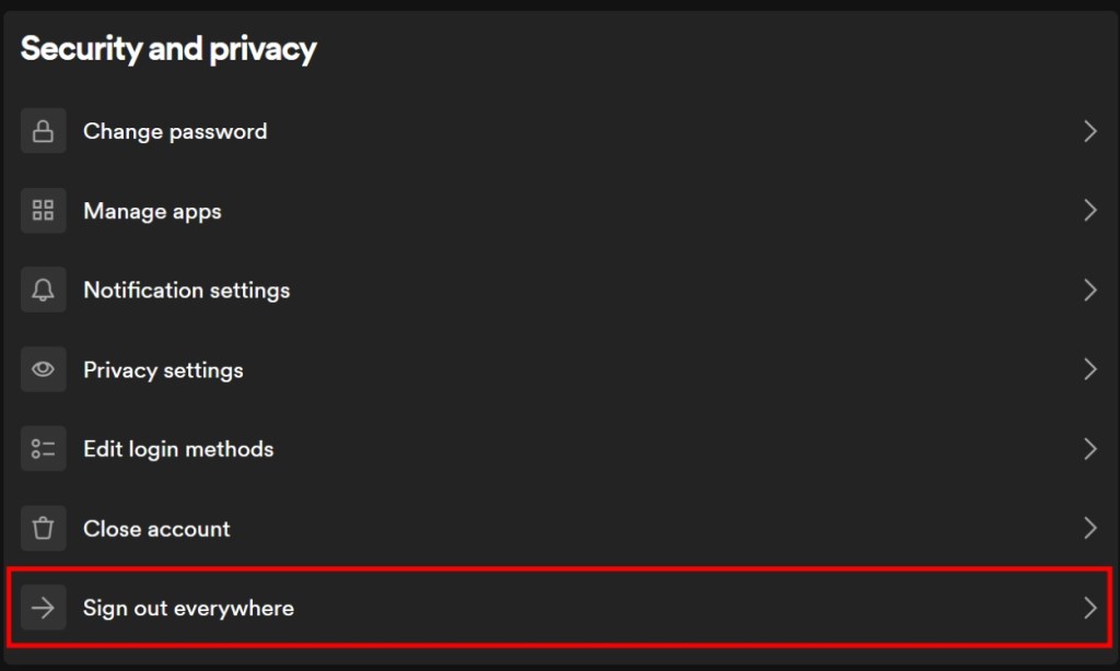 Sign Out Of Everywhere Spotify