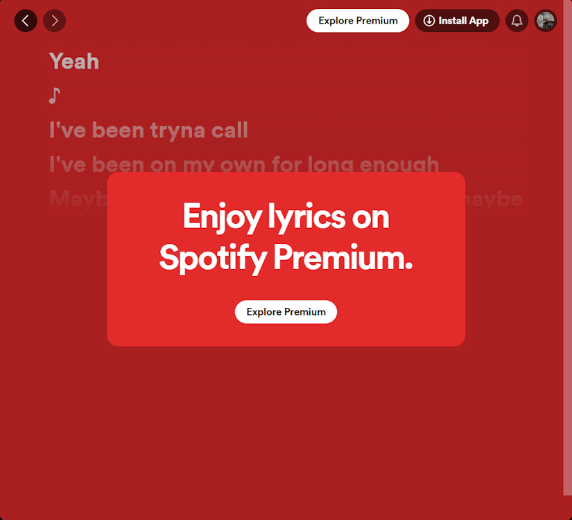 Spotify Lyrics locked behind Premium on Desktop