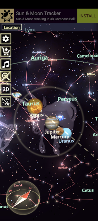 Star Tracker app interface on Android