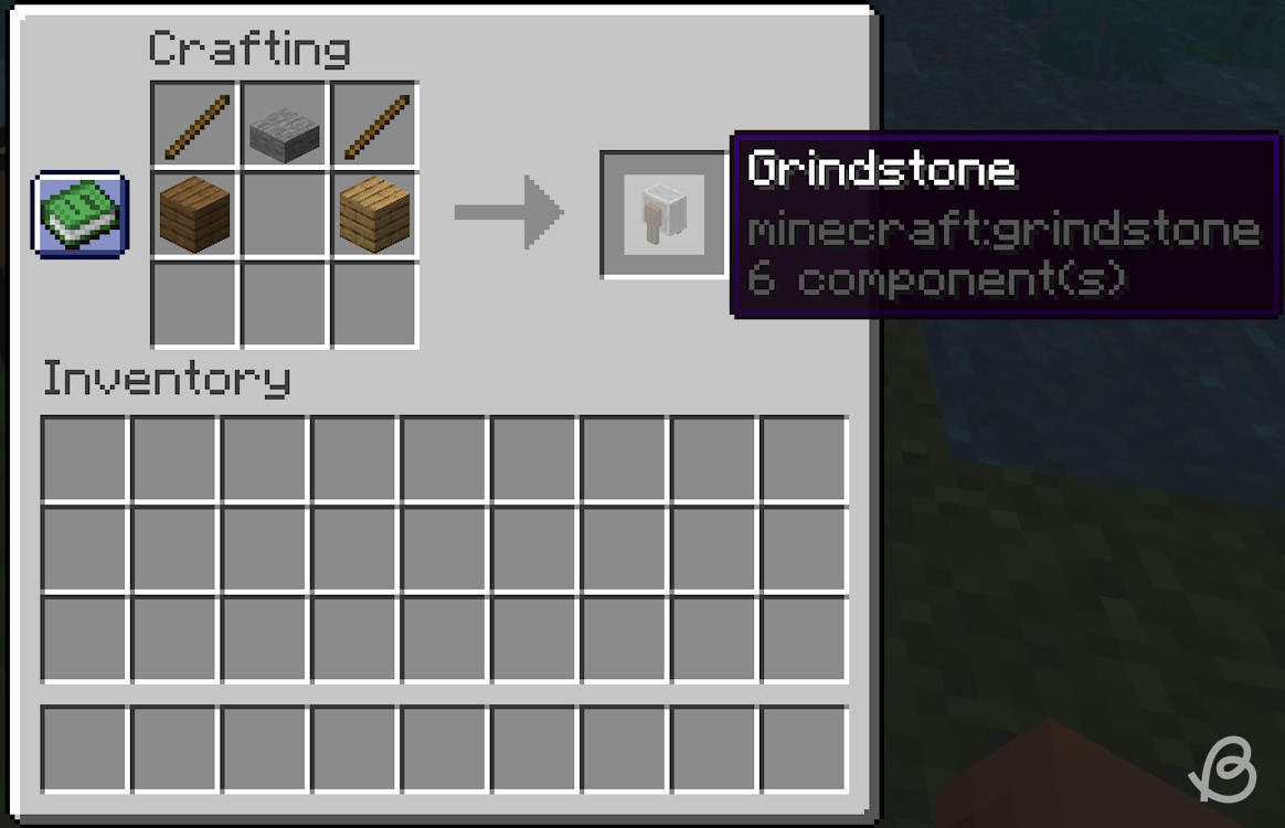 Crafting recipe for a grindstone in Minecraft