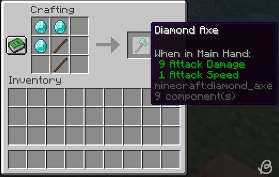 Crafting recipe for a diamond axe