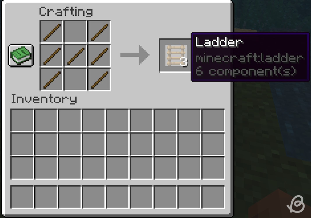 Crafting recipe for ladders in Minecraft