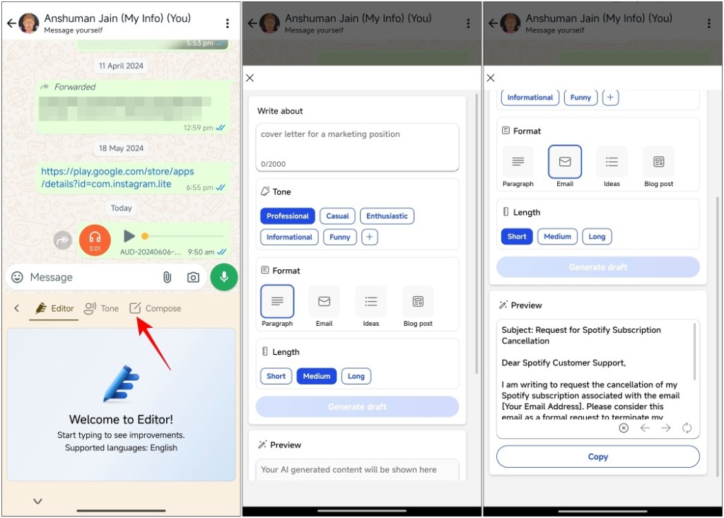 Swiftkey AI Compose Feature