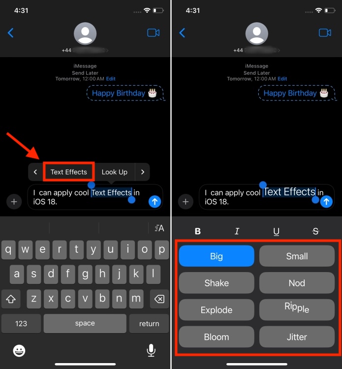 Text Effects in iOS 18