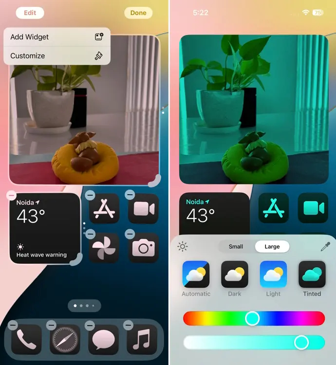 Home screen personalization on iOS 18