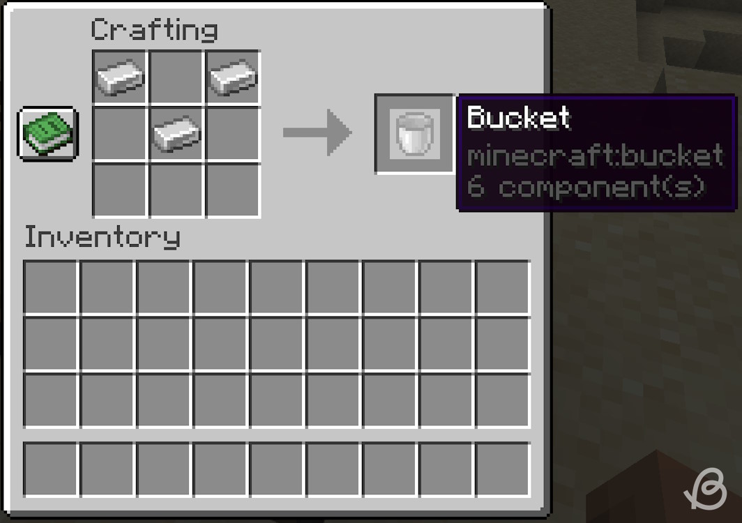 Crafting recipe for a bucket