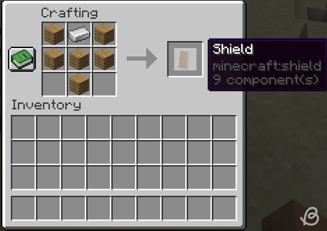 Crafting recipe for a shield