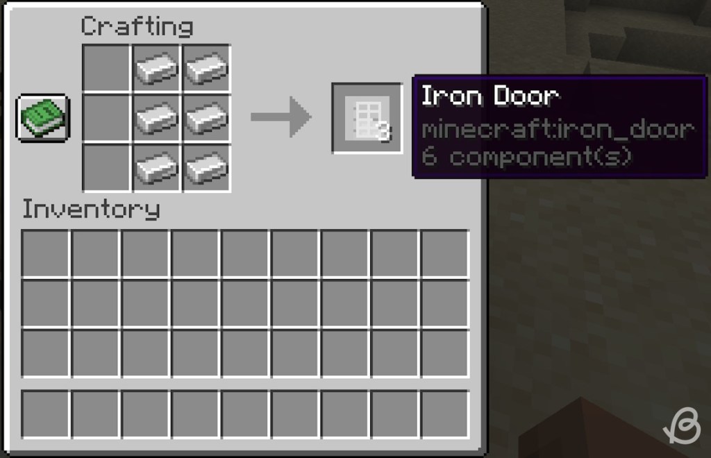 Crafting recipe for an iron door