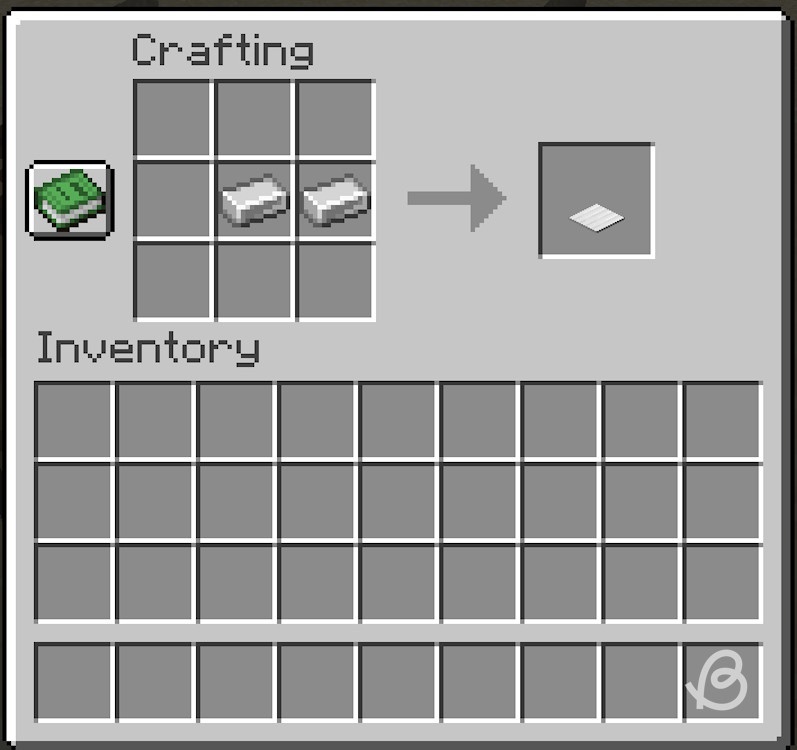 Crafting recipe for an iron pressure plate in Minecraft